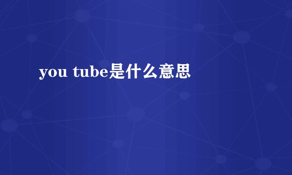 you tube是什么意思
