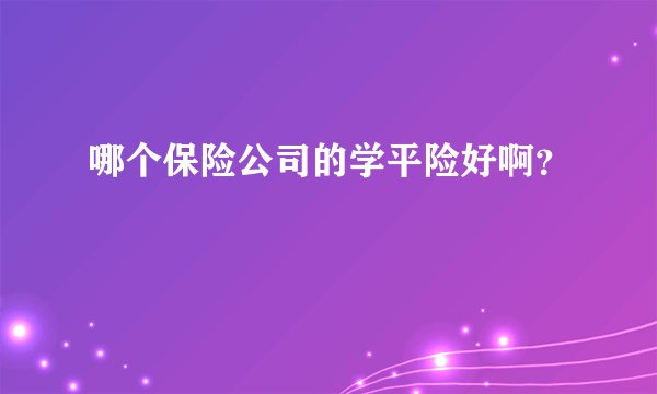 哪个保险公司的学平险好啊？