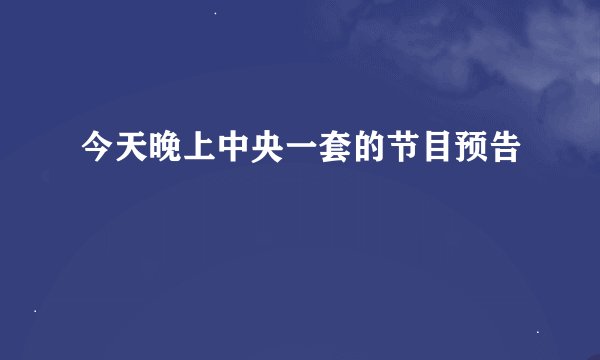 今天晚上中央一套的节目预告