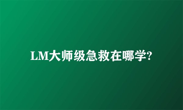 LM大师级急救在哪学?