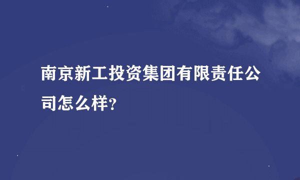 南京新工投资集团有限责任公司怎么样？