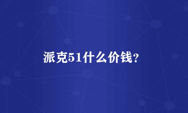 派克51什么价钱？