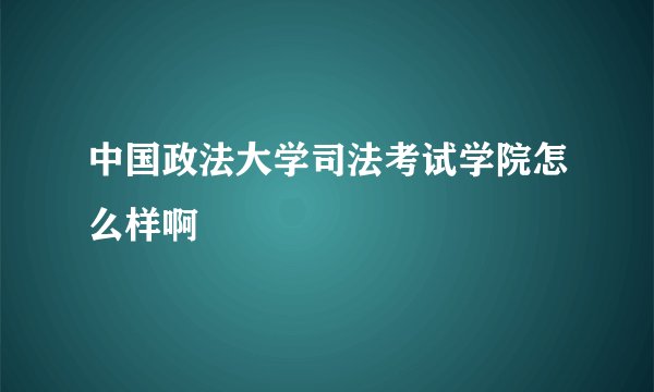 中国政法大学司法考试学院怎么样啊
