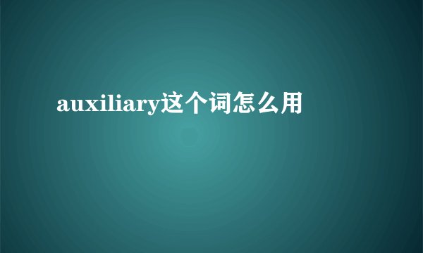 auxiliary这个词怎么用