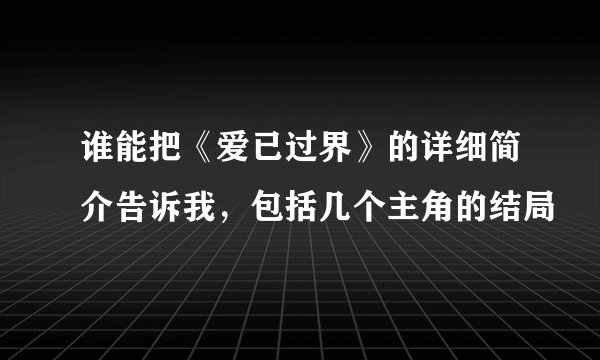 谁能把《爱已过界》的详细简介告诉我，包括几个主角的结局