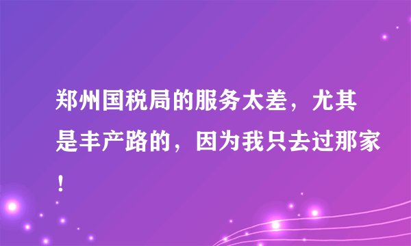 郑州国税局的服务太差，尤其是丰产路的，因为我只去过那家！
