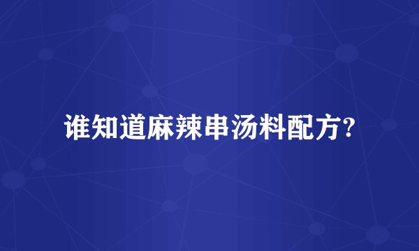 谁知道麻辣串汤料配方?
