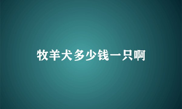 牧羊犬多少钱一只啊
