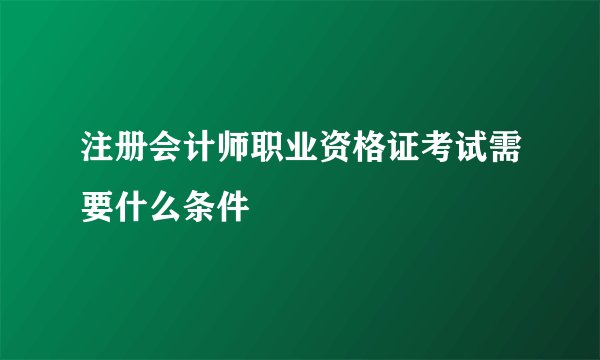 注册会计师职业资格证考试需要什么条件