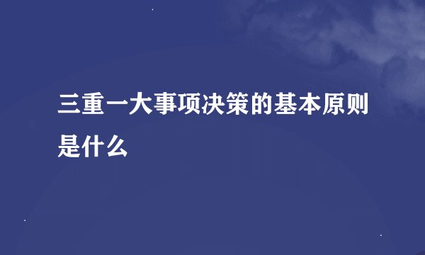 三重一大事项决策的基本原则是什么
