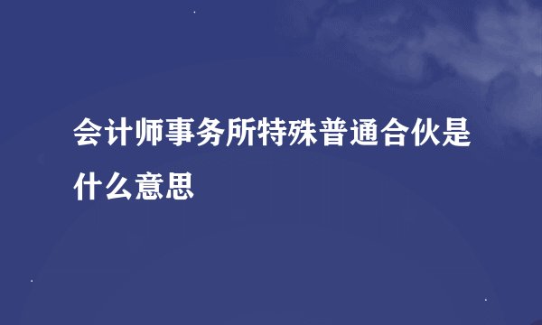 会计师事务所特殊普通合伙是什么意思
