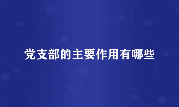 党支部的主要作用有哪些