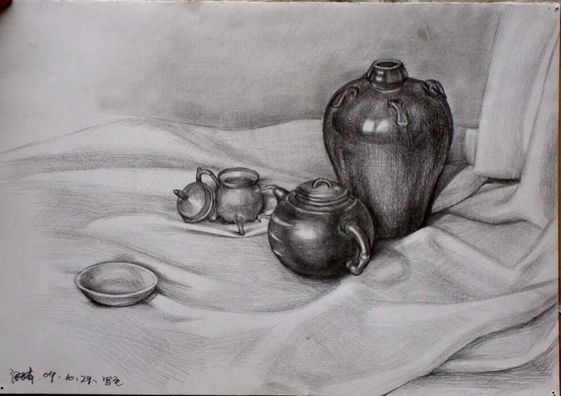 静物素描图片