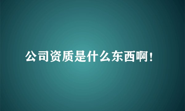 公司资质是什么东西啊！