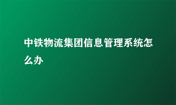 中铁物流集团信息管理系统怎么办