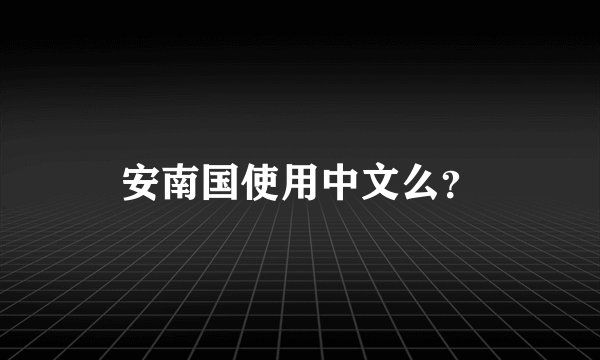 安南国使用中文么？