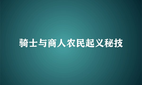 骑士与商人农民起义秘技