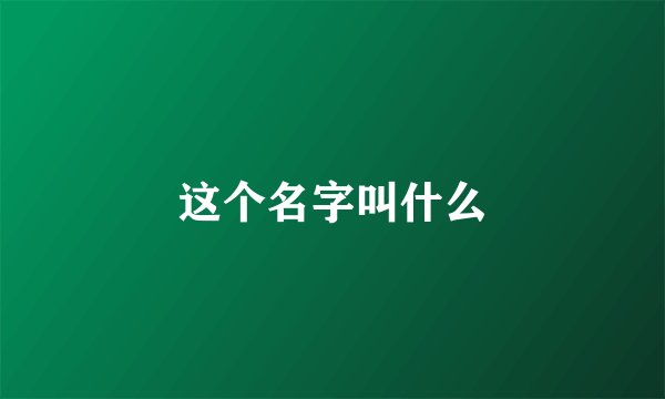 这个名字叫什么