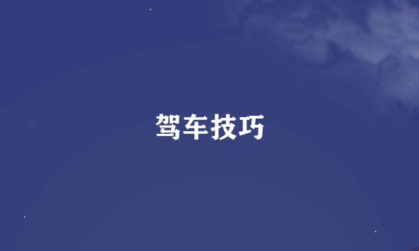驾车技巧
