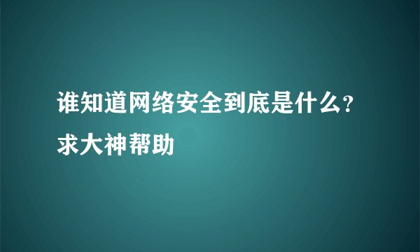 谁知道网络安全到底是什么？求大神帮助