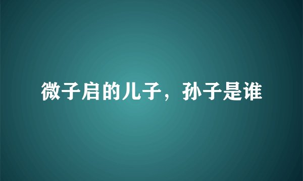微子启的儿子，孙子是谁