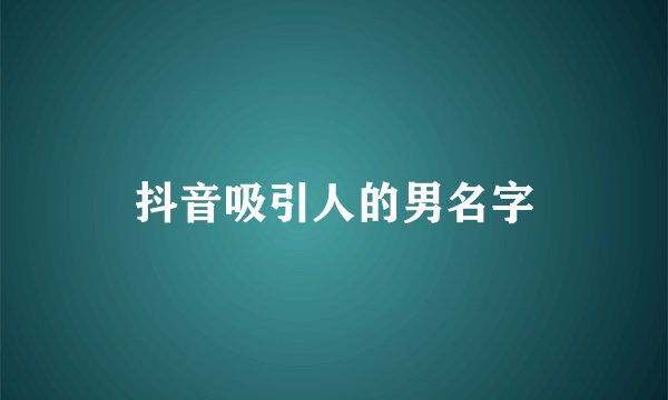 抖音吸引人的男名字