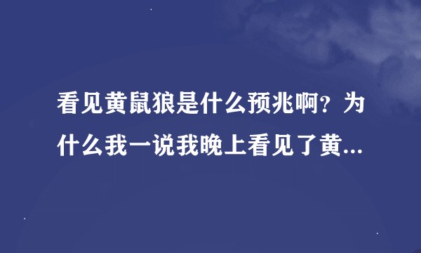 看见黄鼠狼是什么预兆啊？为什么我一说我晚上看见了黄鼠狼，我妈让我别瞎说啊？
