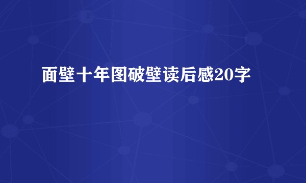 面壁十年图破壁读后感20字