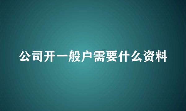 公司开一般户需要什么资料