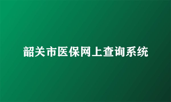 韶关市医保网上查询系统