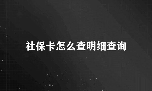 社保卡怎么查明细查询