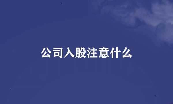 公司入股注意什么