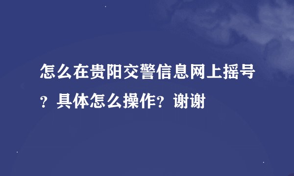 怎么在贵阳交警信息网上摇号？具体怎么操作？谢谢