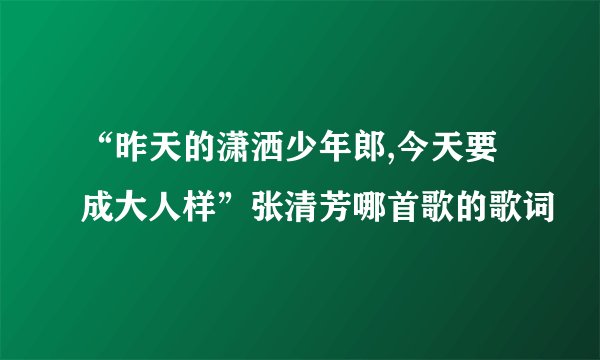 “昨天的潇洒少年郎,今天要成大人样”张清芳哪首歌的歌词