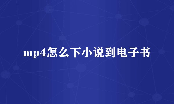 mp4怎么下小说到电子书