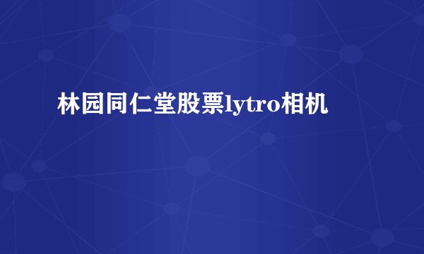 林园同仁堂股票lytro相机
