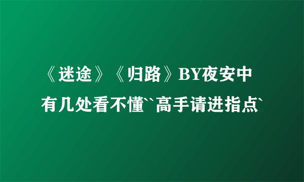 《迷途》《归路》BY夜安中有几处看不懂``高手请进指点`