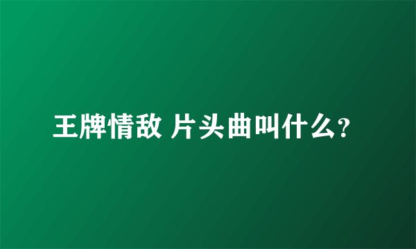 王牌情敌 片头曲叫什么？