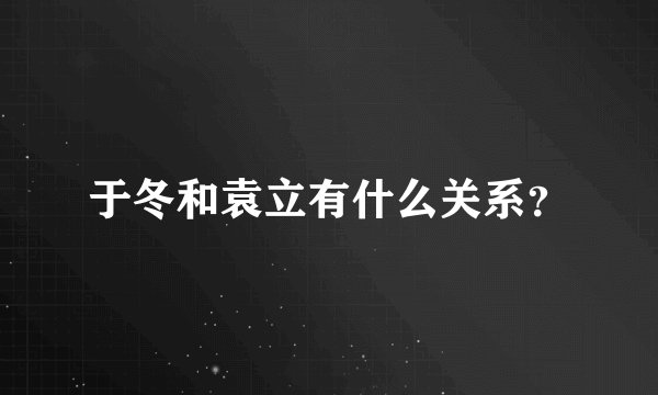 于冬和袁立有什么关系？