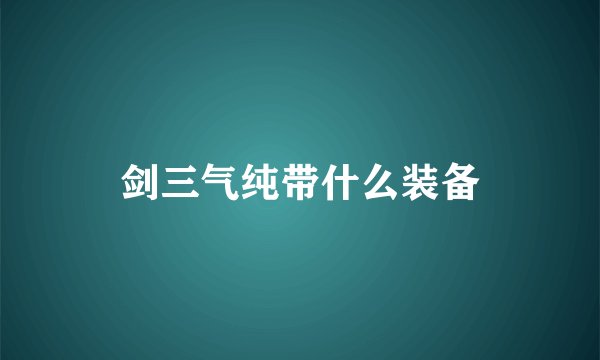 剑三气纯带什么装备