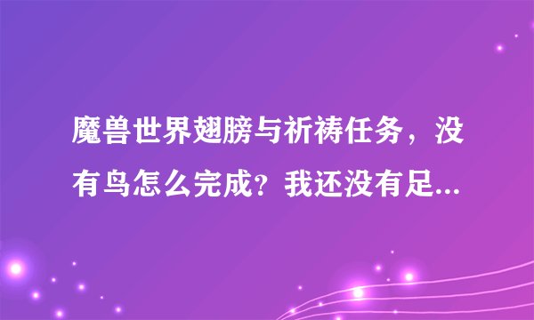 魔兽世界翅膀与祈祷任务，没有鸟怎么完成？我还没有足够的G买鸟啊