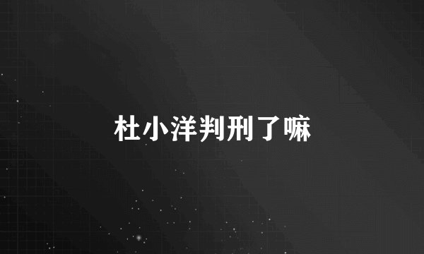 杜小洋判刑了嘛