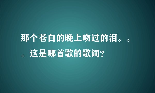 那个苍白的晚上吻过的泪。。。这是哪首歌的歌词？
