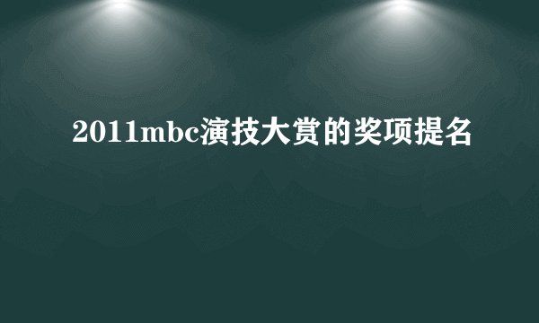 2011mbc演技大赏的奖项提名