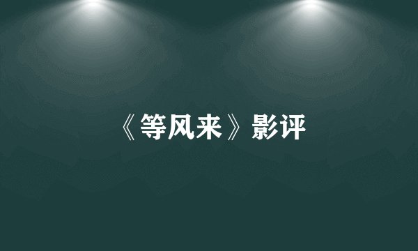 《等风来》影评