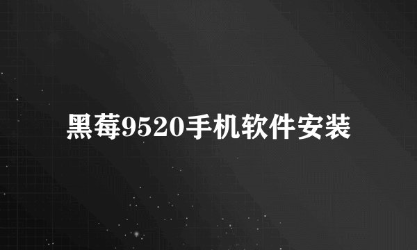 黑莓9520手机软件安装