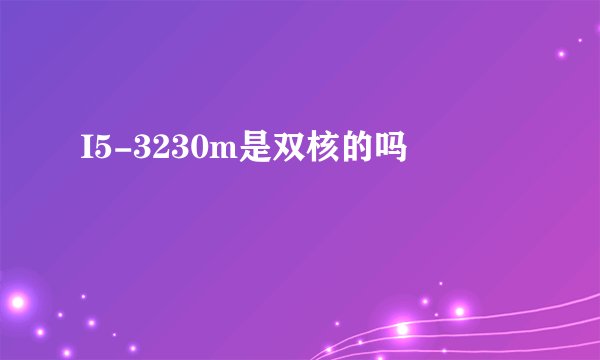 I5-3230m是双核的吗