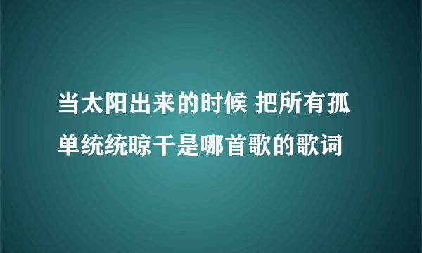 当太阳出来的时候 把所有孤单统统晾干是哪首歌的歌词