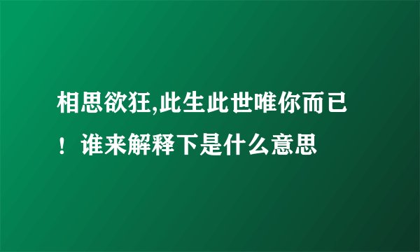相思欲狂,此生此世唯你而已 ！谁来解释下是什么意思