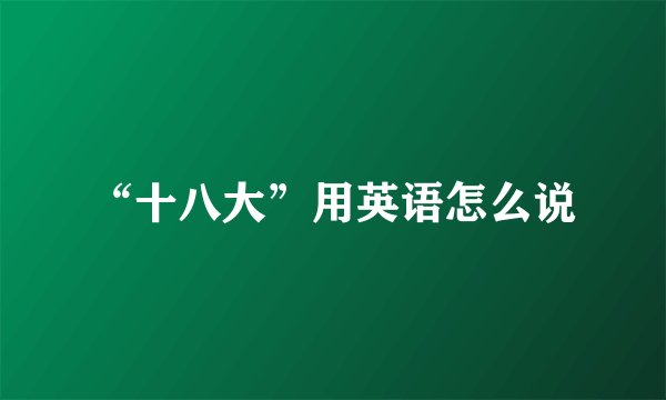 “十八大”用英语怎么说